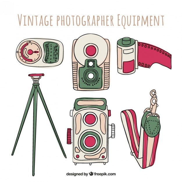 Free vector hand drawn photography equipment