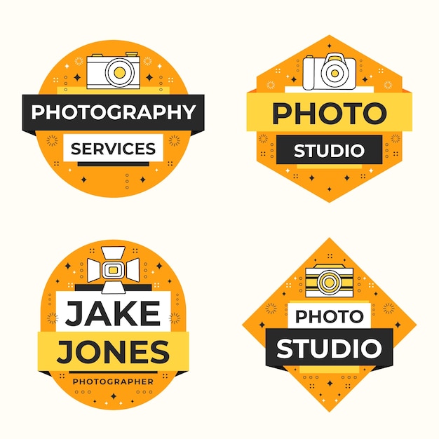 Free vector hand drawn photography studio  labels  template