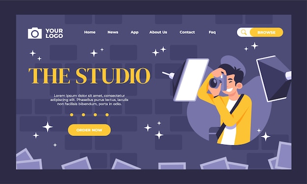 Free vector hand drawn photography studio landing page