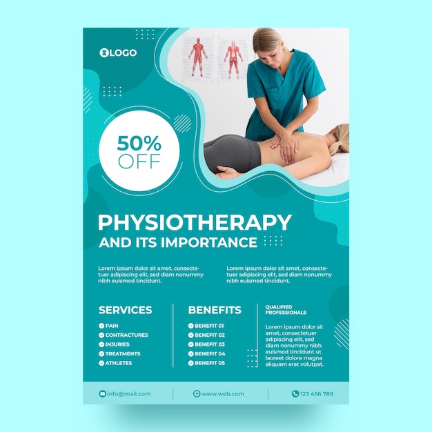 Free vector hand drawn physiotherapist help poster