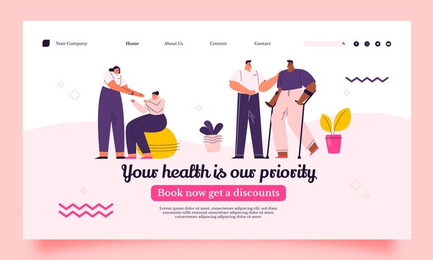 Hand drawn physiotherapy service landing page