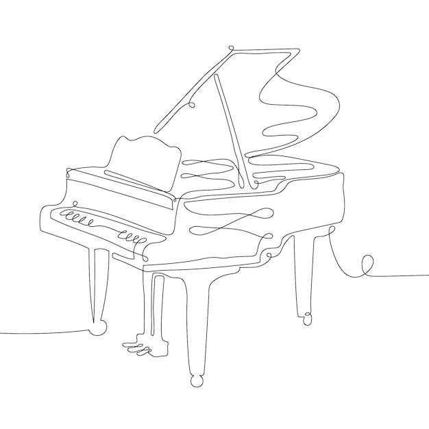 Hand drawn piano  cartoon illustration