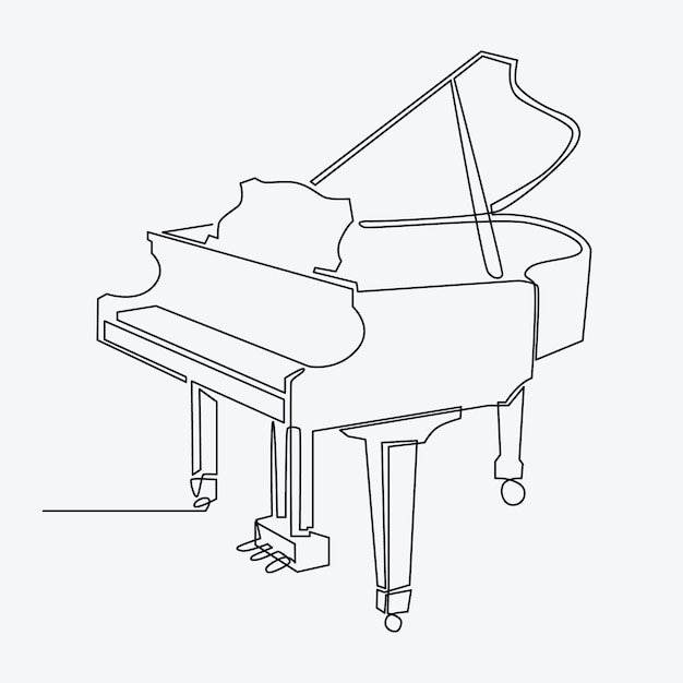 Vettore gratuito illustrazione del disegno del pianoforte disegnata a mano