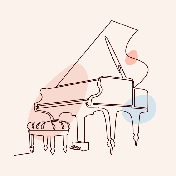 무료 Vector 손으로 그린 피아노 그림  ⁇ 화