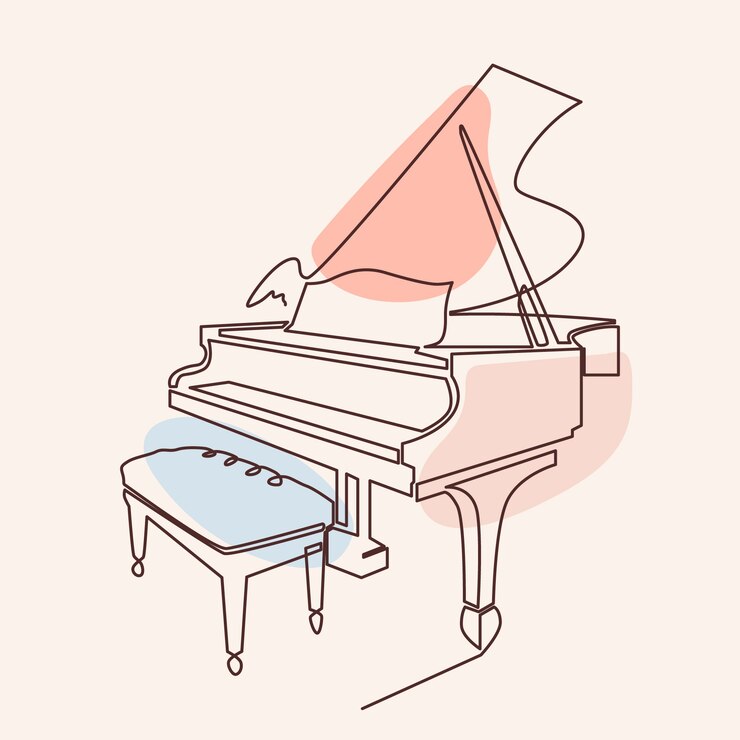 Free Vector hand drawn piano drawing illustration