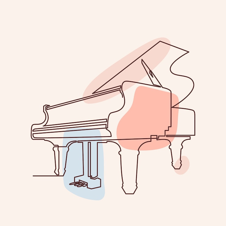 무료 Vector 손으로 그린 피아노 그림  ⁇ 화