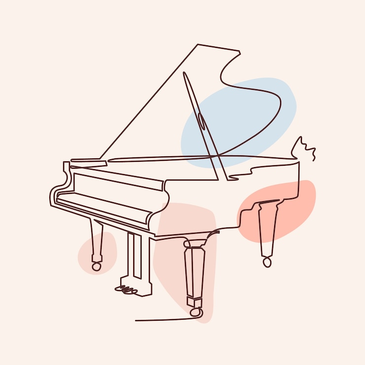 무료 Vector 손으로 그린 피아노 그림  ⁇ 화