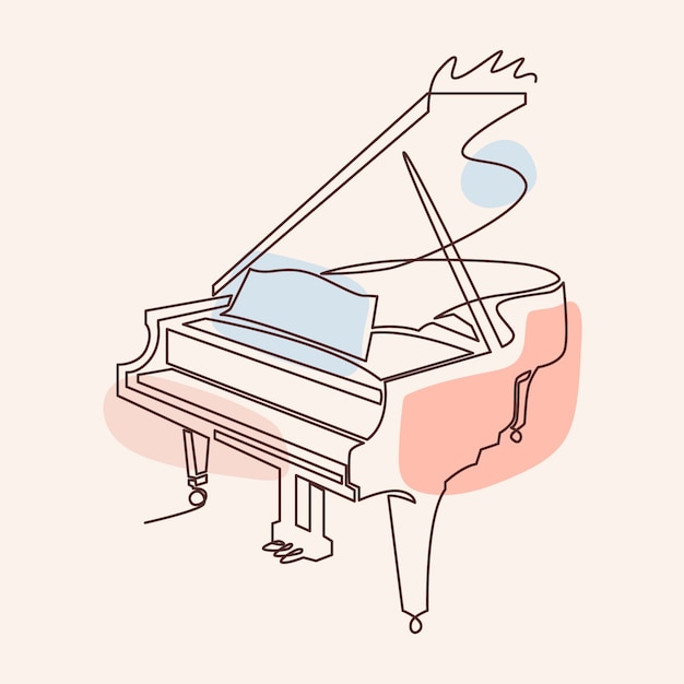 Hand drawn piano drawing illustration