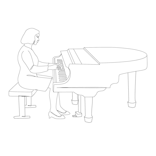 手描きのピアノ描画イラスト