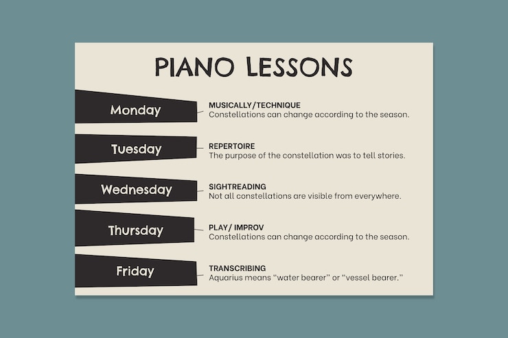 Free Vector hand-drawn piano lessons schedule