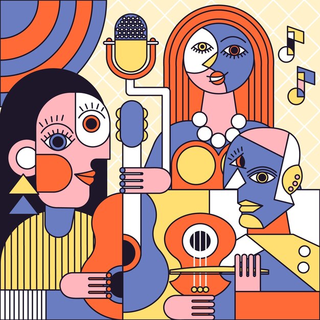 hand drawn picasso style illustration