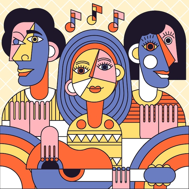 hand drawn picasso style illustration