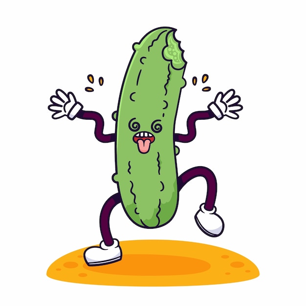 Hand drawn pickle cartoon illustration