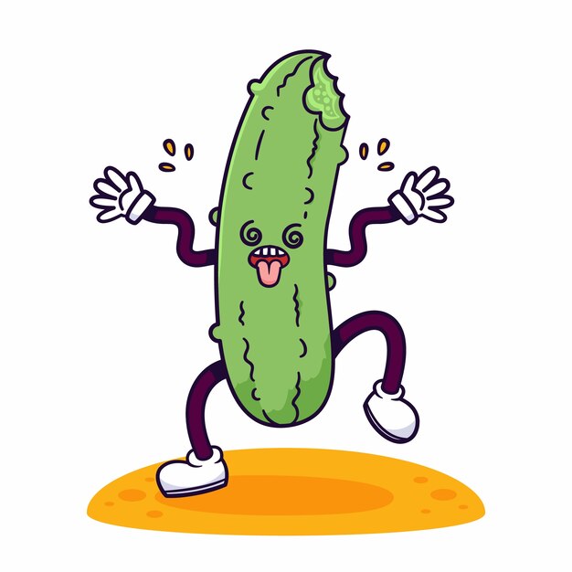 Hand drawn pickle cartoon illustration