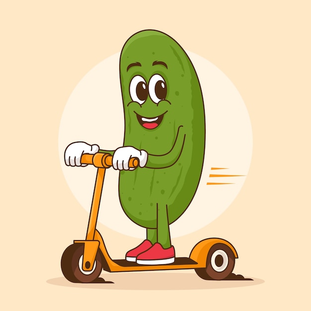 Hand drawn pickle cartoon illustration