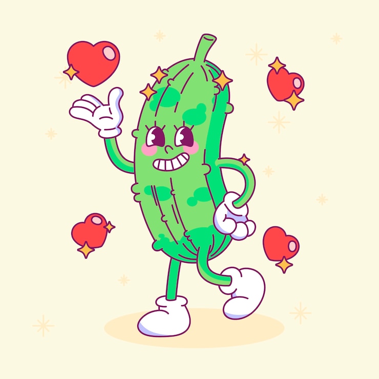 무료 Vector 손으로 그린 피클 만화 그림
