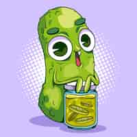 Free vector hand drawn pickle  cartoon illustration