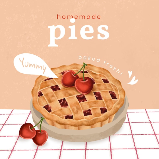 Free vector hand drawn pie instagram ad template