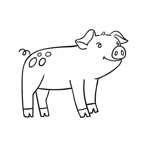 Hand drawn pig outline illustration