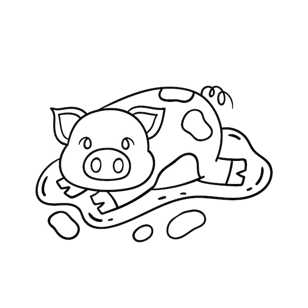 Hand drawn pig outline illustration