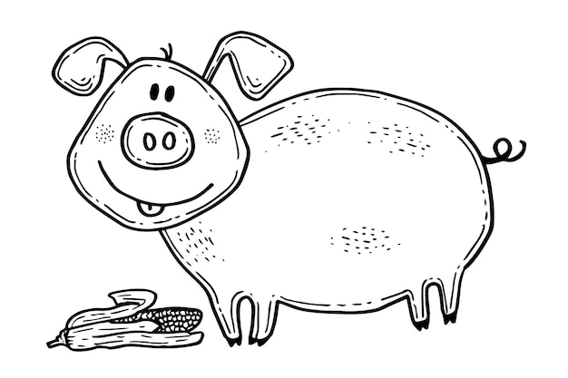 Free vector hand drawn pig outline illustration