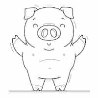 Бесплатное векторное изображение Нарисованная рукой иллюстрация контура свиньи