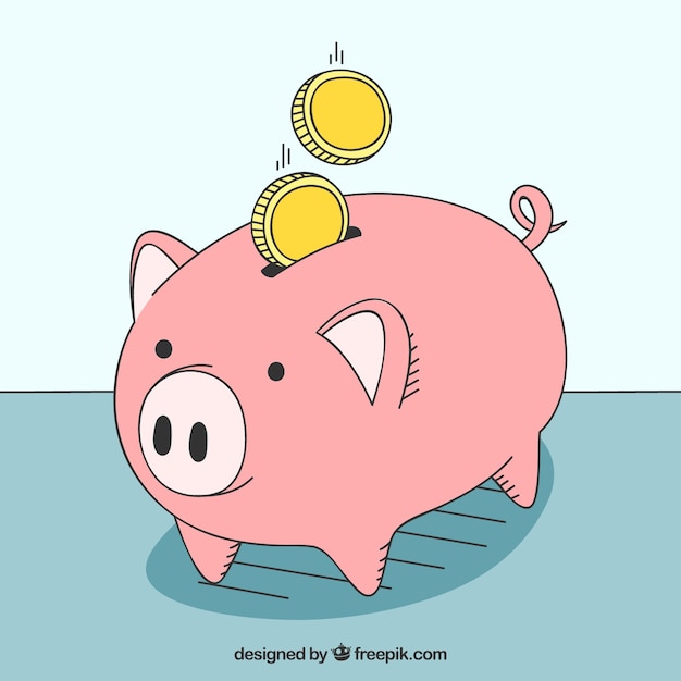 Free vector hand drawn piggy bank background