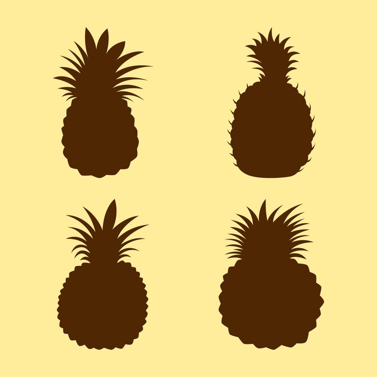 Free Vector hand drawn pineapple  silhouette set