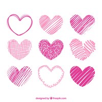 Hand drawn pink hearts pack