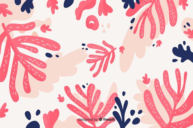 Hand drawn pink leaves background