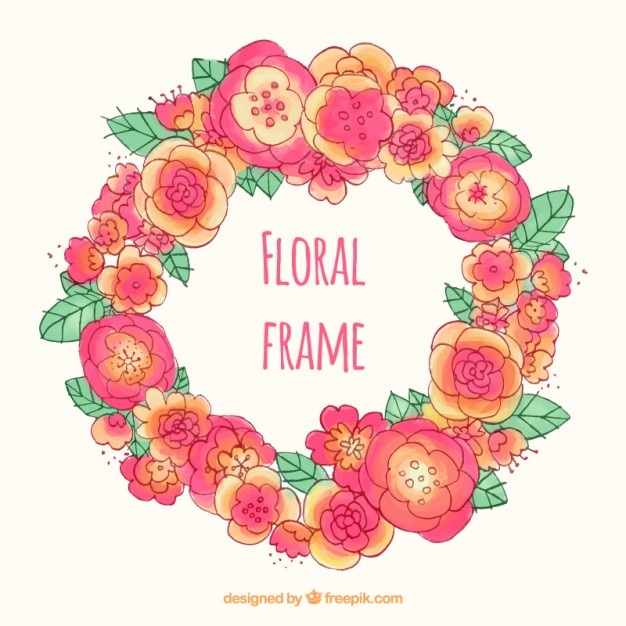 Disegnati a mano di colore rosa e fiori d'arancio ornamento