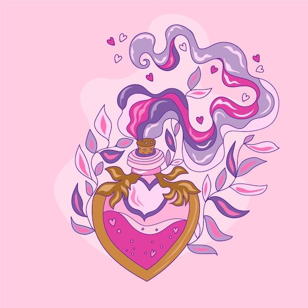 Free vector hand drawn pink potion illustration