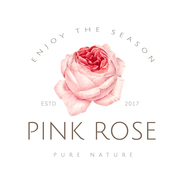 Free vector hand drawn pink rose emblem