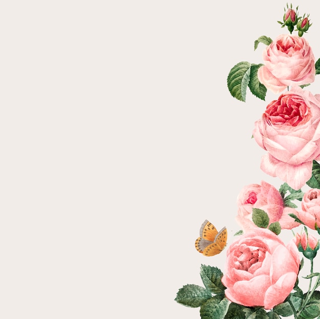 Vettore gratuito struttura rosa disegnata a mano delle rose su fondo beige