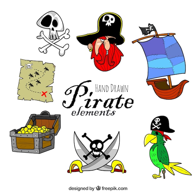 Hand drawn pirate elements