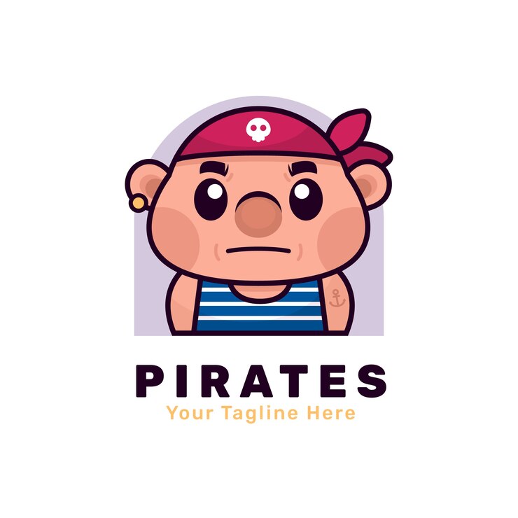 Free Vector hand drawn pirate logo design