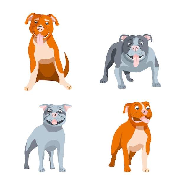 Free vector hand drawn pitbull collection