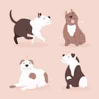 Free vector hand drawn pitbull collection