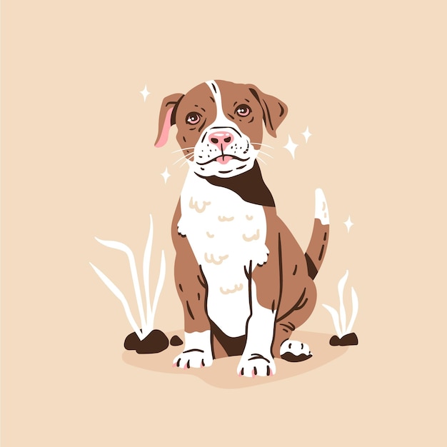 Hand drawn pitbull illustration