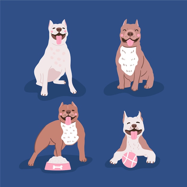 Free vector hand drawn pitbull pack