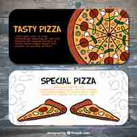 Free vector hand drawn pizza banners