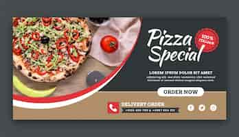 Vettore gratuito bandiera orizzontale pizza disegnata a mano