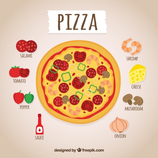 Disegnata a mano ricetta della pizza