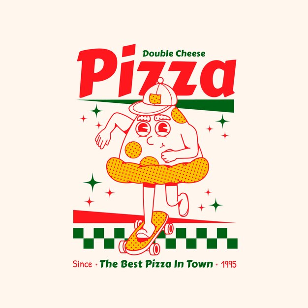 Hand drawn pizzeria vintage logo template