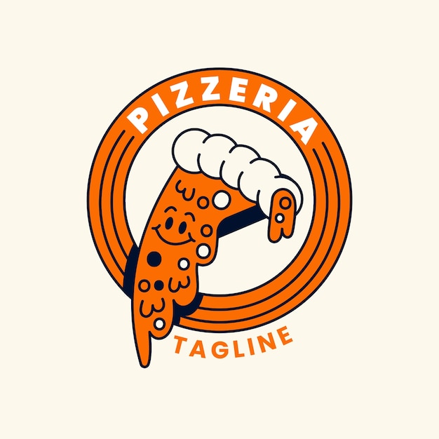 Vettore gratuito logo vintage pizzeria disegnato a mano