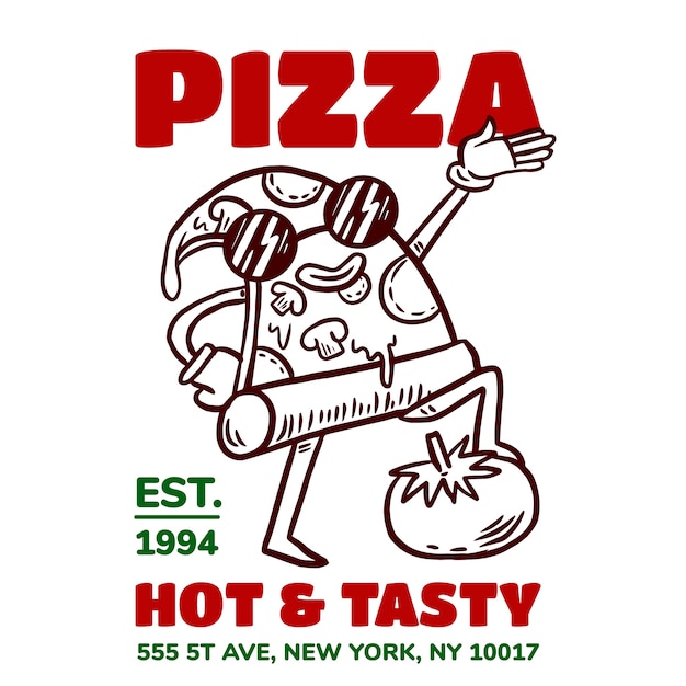 Logo vintage pizzeria disegnato a mano