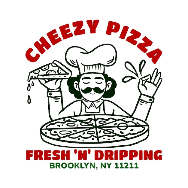 Hand drawn pizzeria vintage logo