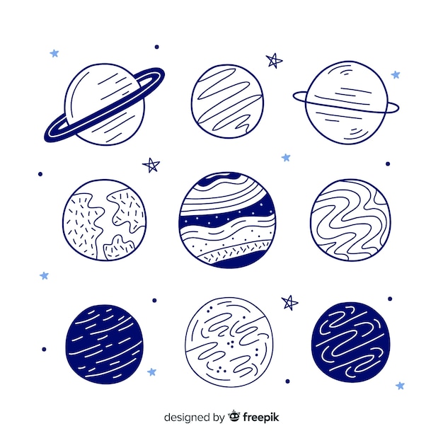 Hand drawn planet collection