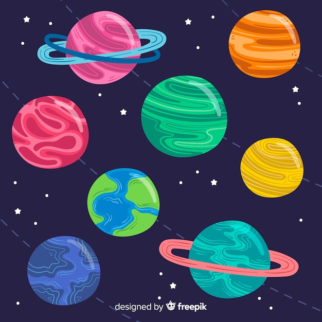 Hand drawn planet collection