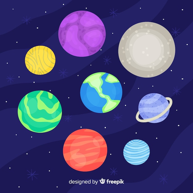 Бесплатное векторное изображение Коллекция рисованной планеты